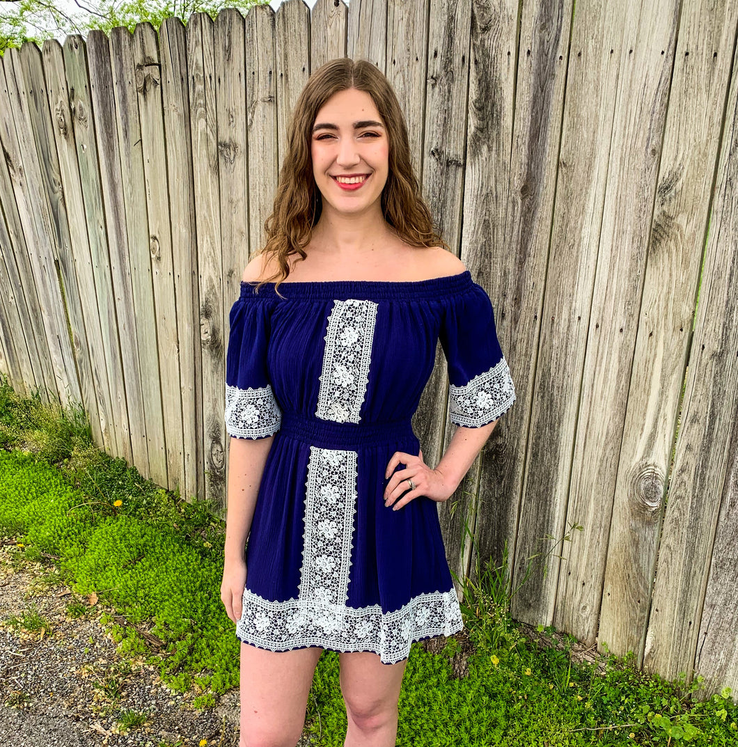 Blue Off the Shoulder Dress