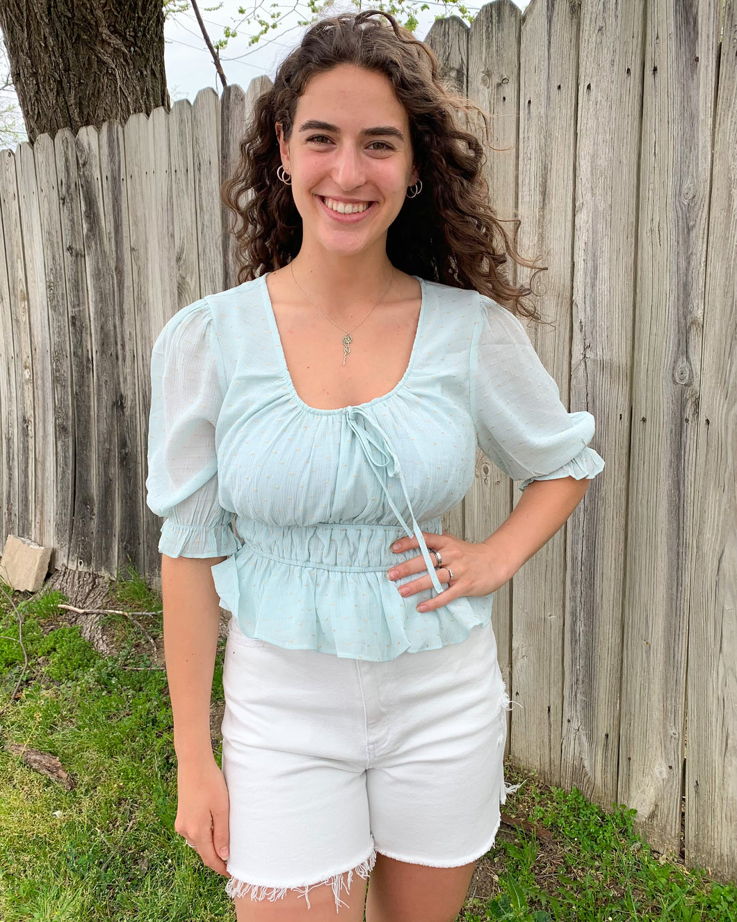 Mint Puffy Sleeved Top