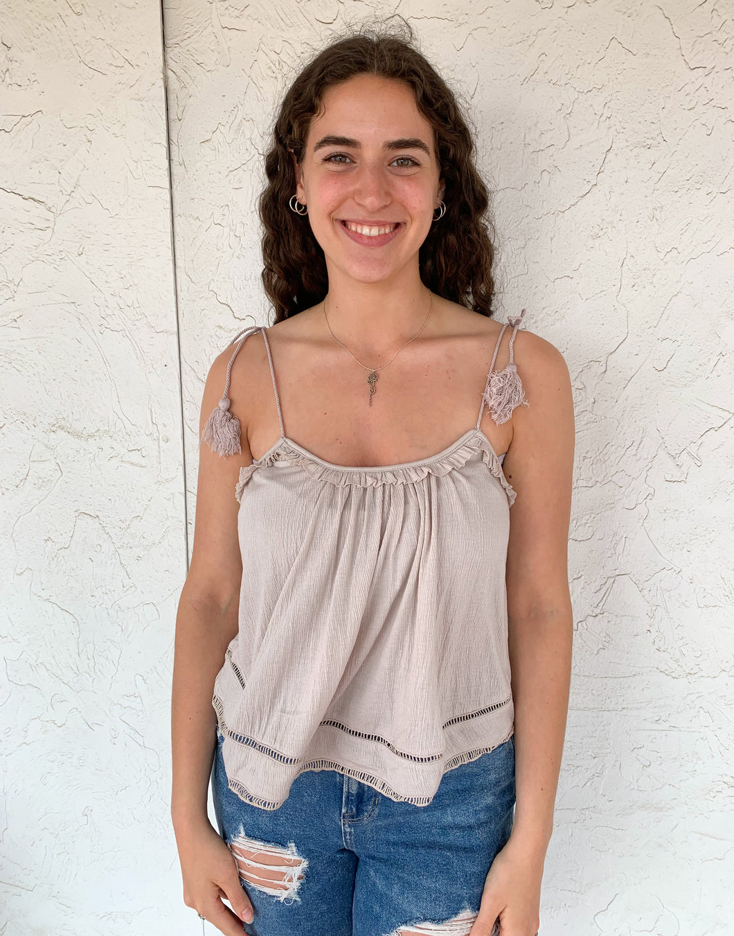 Tassel Tie Strapped Tank Top