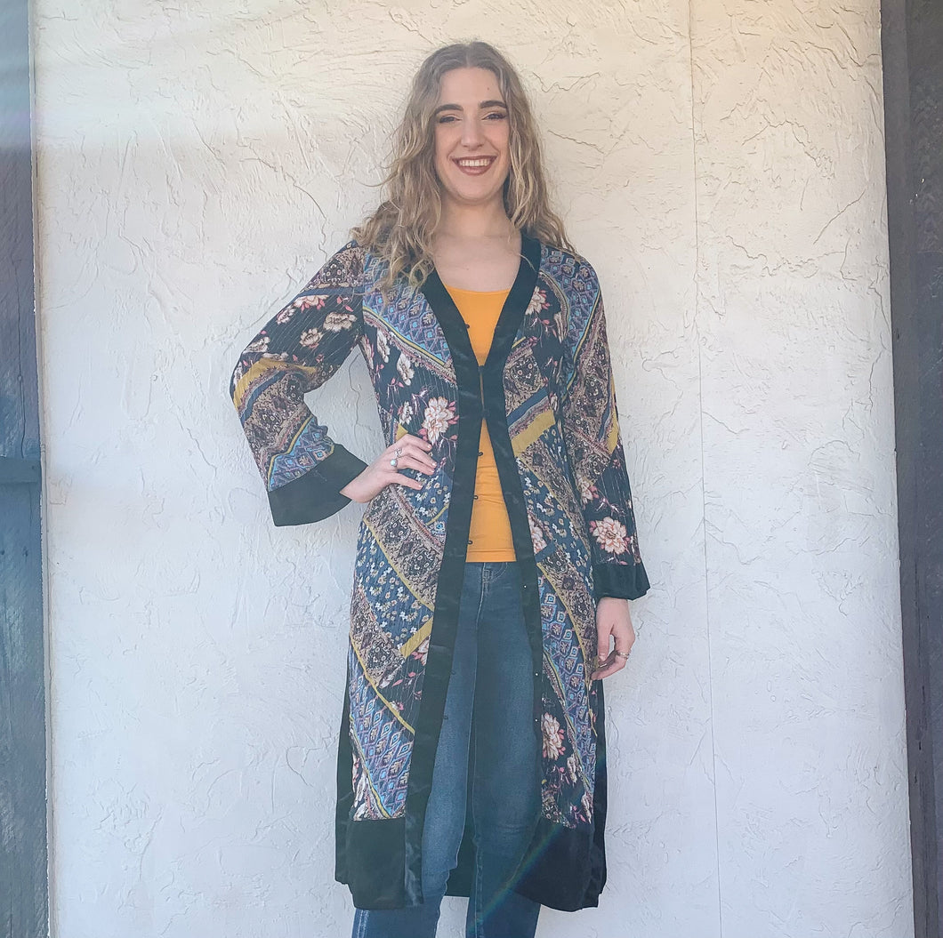 Paisley and Tinsel Striped Kimono