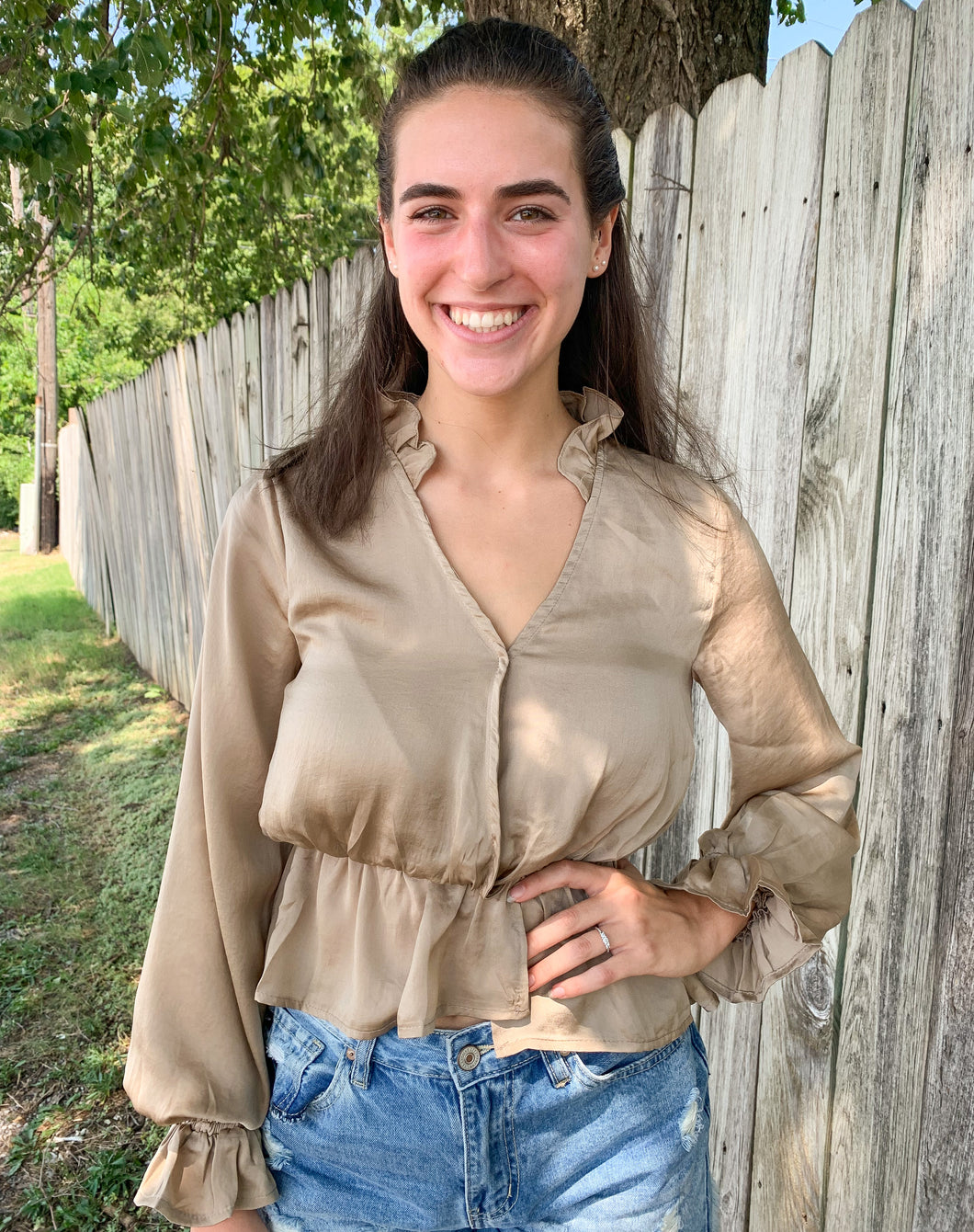 Taupe Silk Top