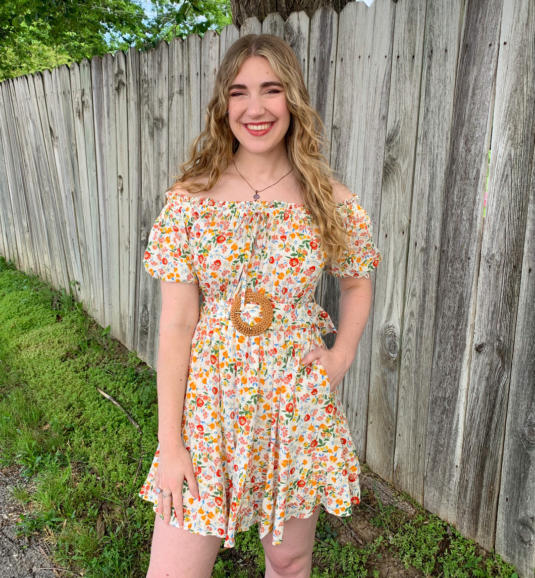 Floral Print Belted Dress