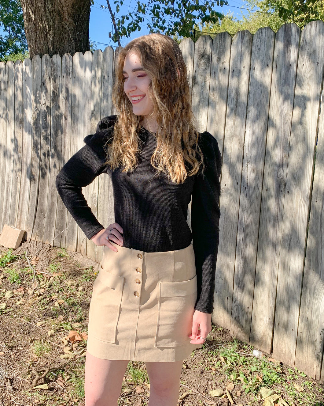 Beige Suede Skirt