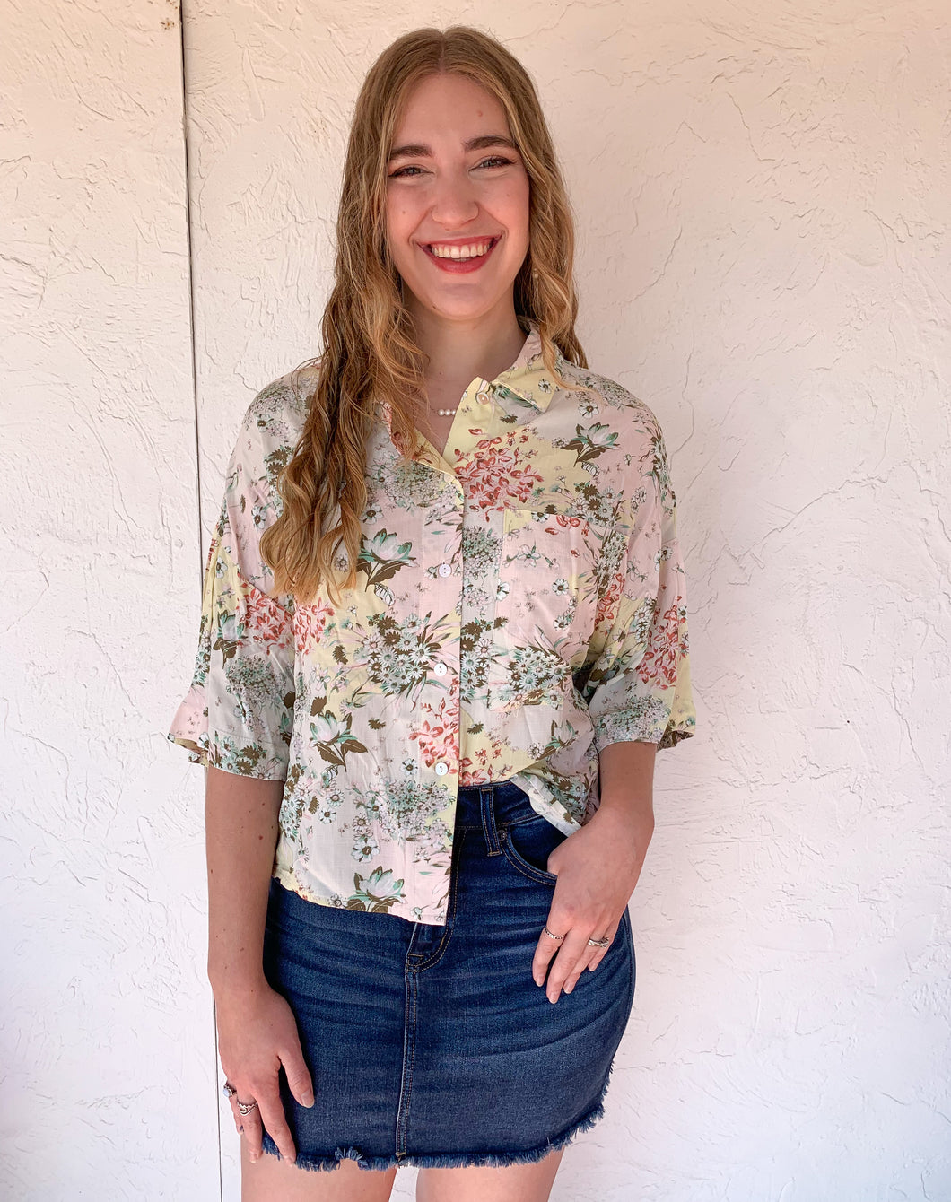Pastel Floral Button Up