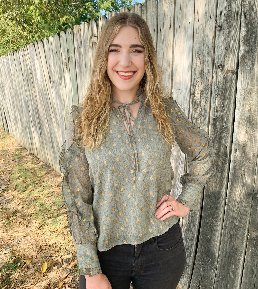 Gold Polka Dot Dress Shirt