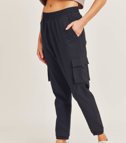 Black Cargo Joggers