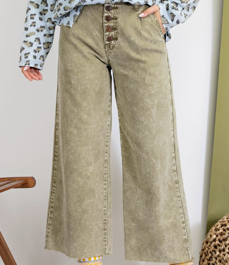Olive Wide Leg Jeans