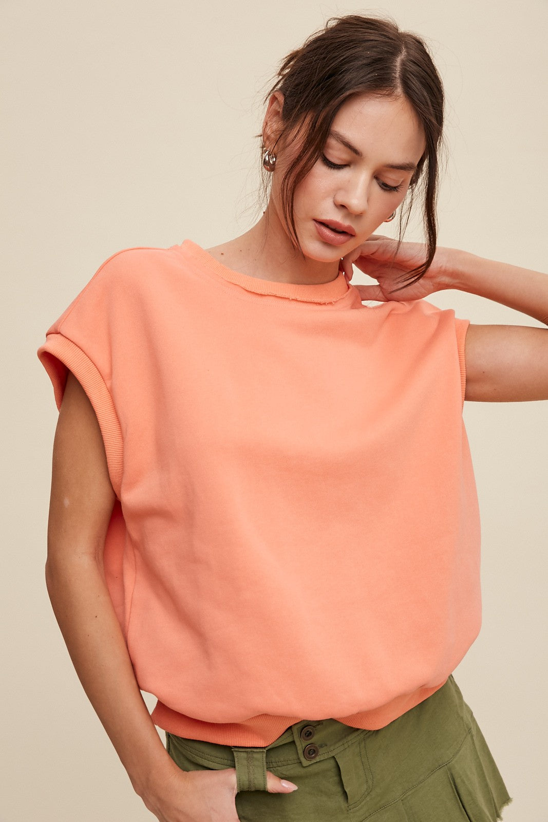 Peach Sleeveless Sweatshirt