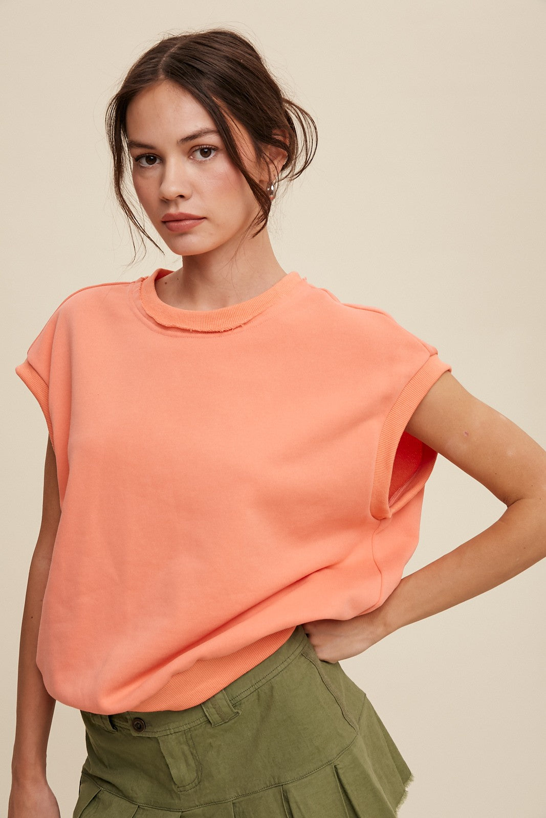 Peach Sleeveless Sweatshirt