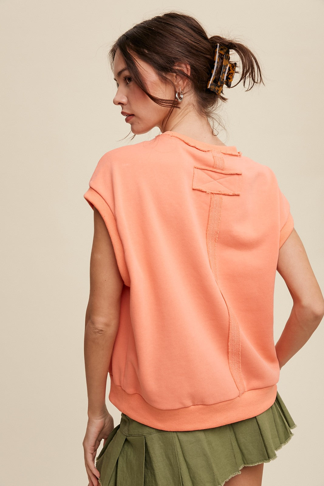 Peach Sleeveless Sweatshirt