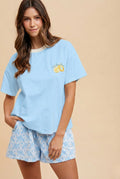 Blue Lemon Embroidered Tee