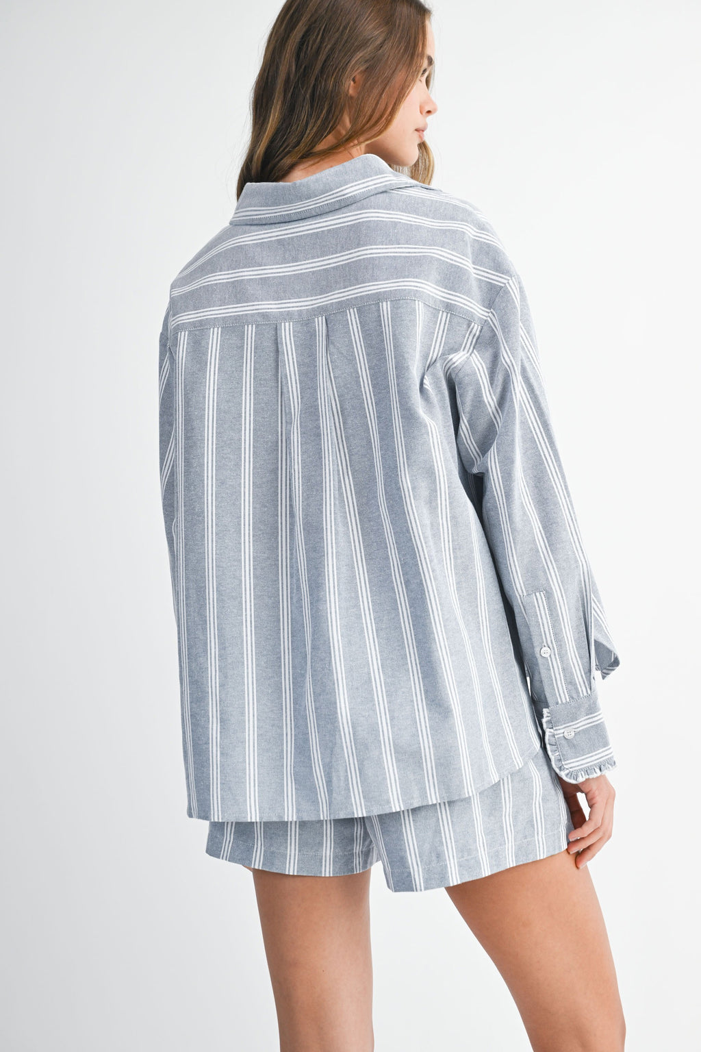 Navy Pin Stripe Shorts