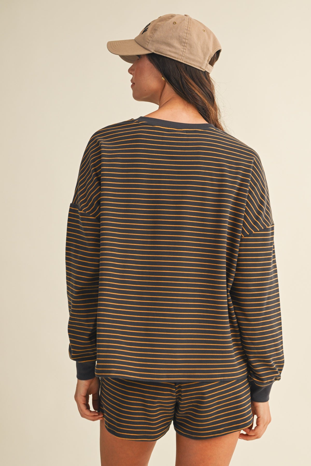 Light Blue Striped Henley Set