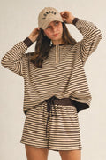 Mocha Striped Henley Set