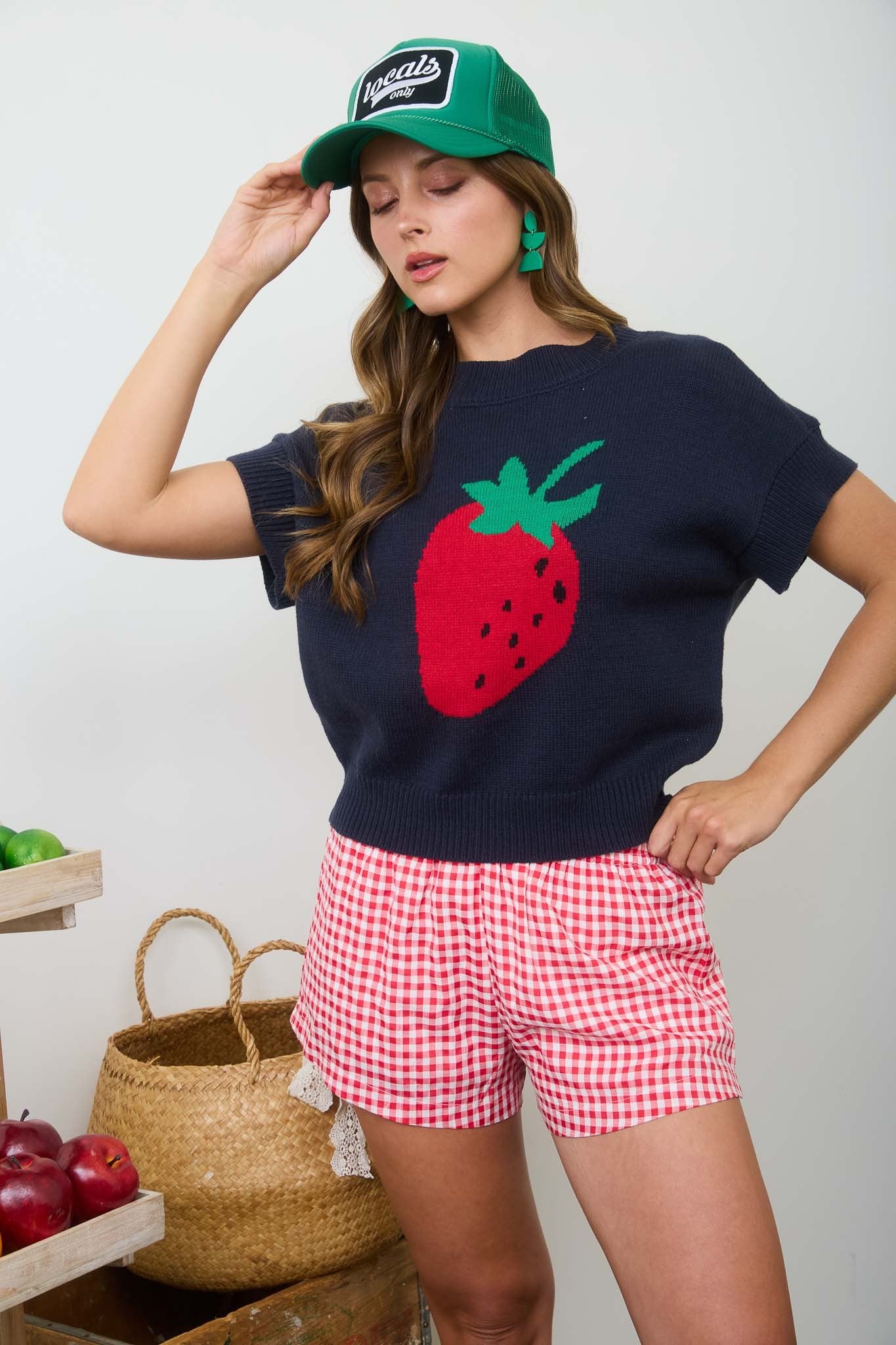 Strawberry Navy Sweater Vest