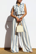 Blue Stripe Linen Set