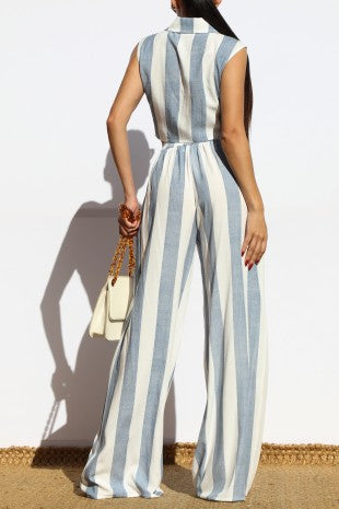 Blue Stripe Linen Set