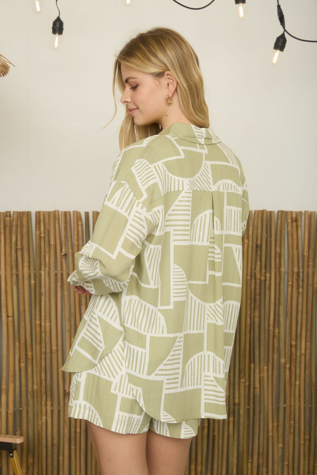 Light Olive Button Top