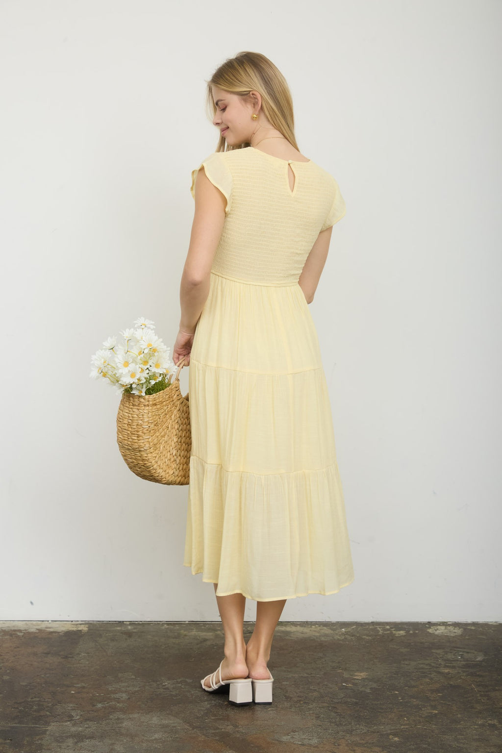 Yellow Smock Midi Dress