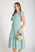 Sage Smock Midi Dress