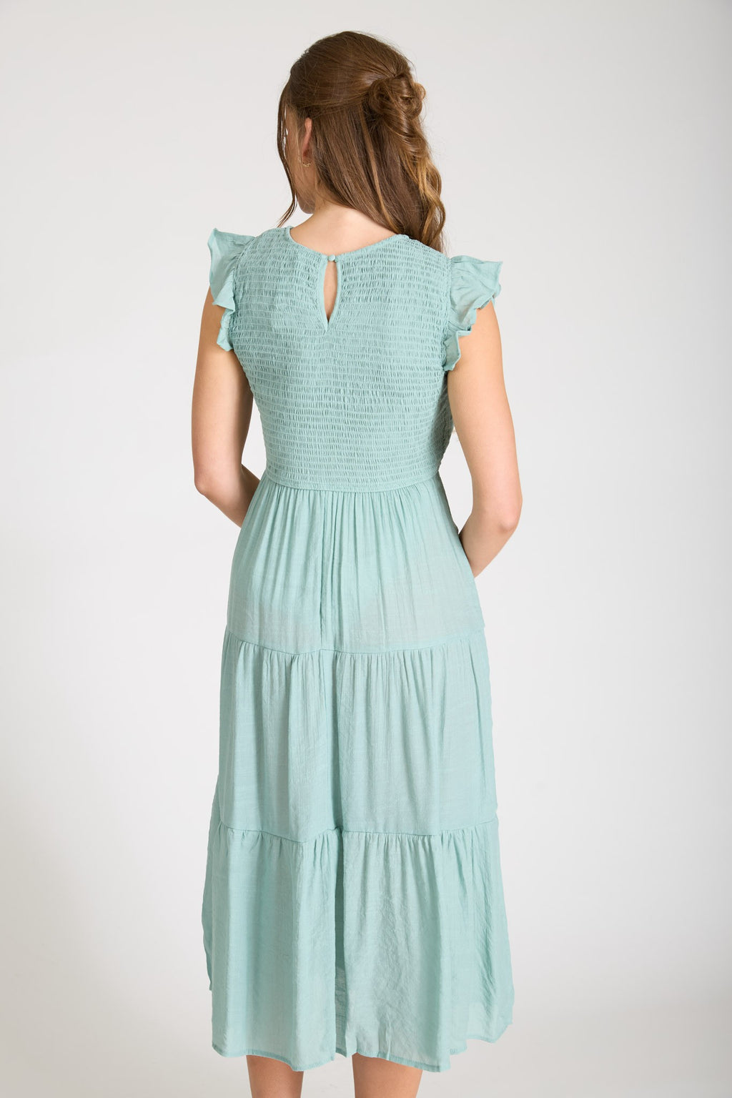 Sage Smock Midi Dress