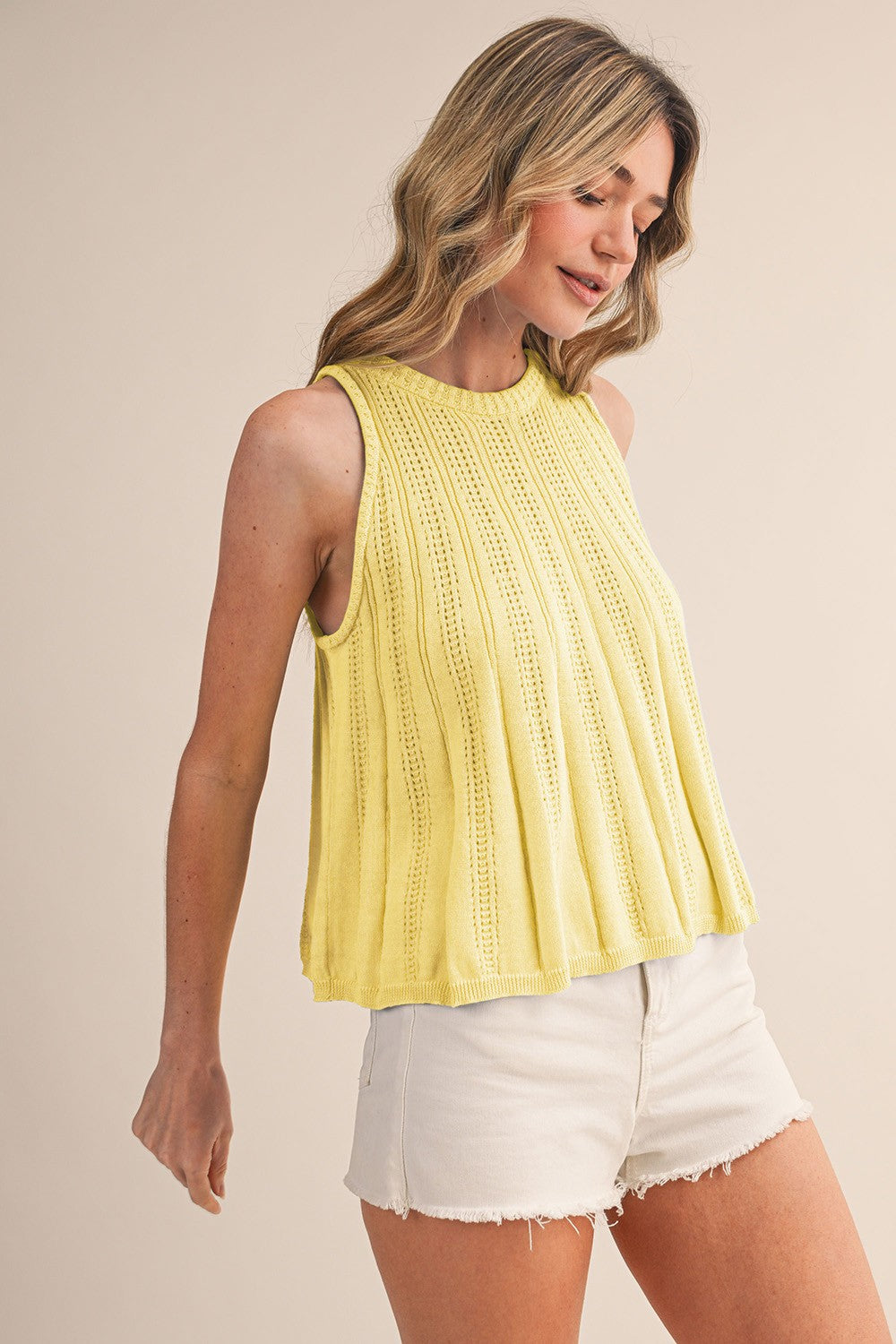 Lemon Yellow Knit Tank Top