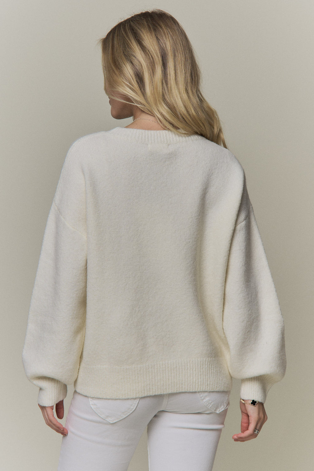 Ivory Ruffle Heart Sweater