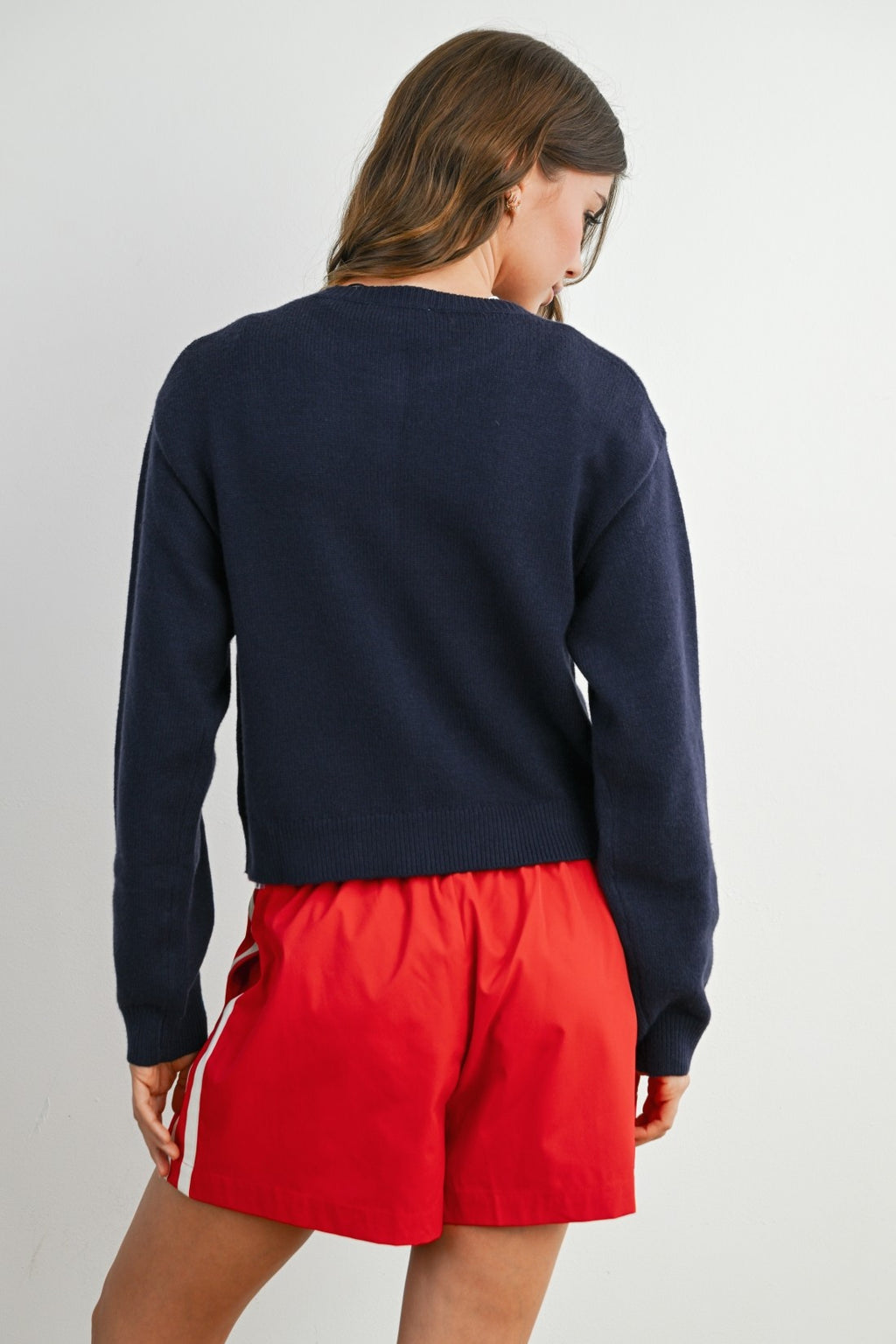 Navy Fun Button Cardigan
