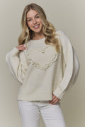 Ivory Ruffle Heart Sweater