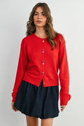 Red Fun Button Cardigan