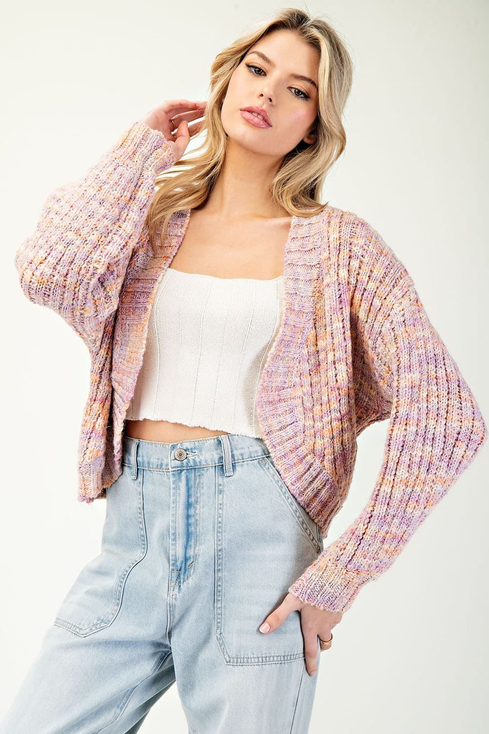 Pink Cropped Cardigan