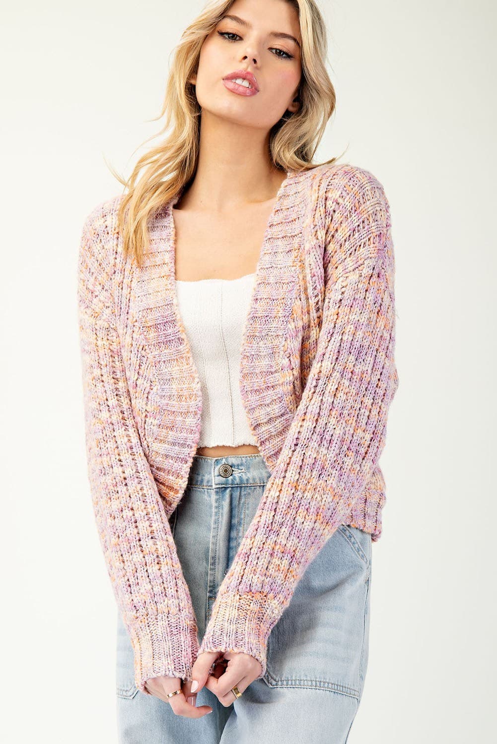 Pink Cropped Cardigan