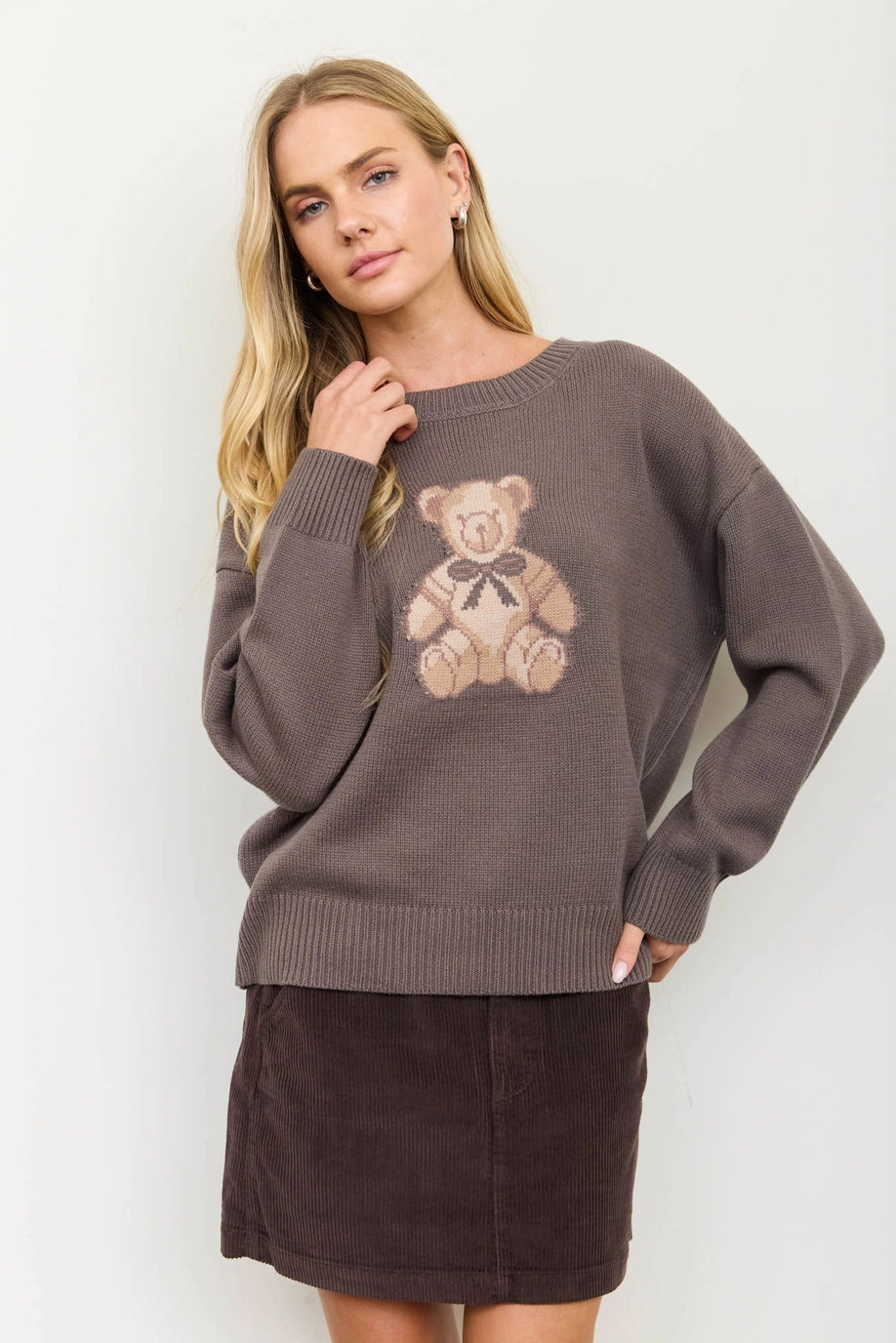 Charcoal Teddy Bear Sweater