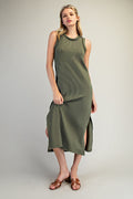 Olive Ribbed Maxi Dress