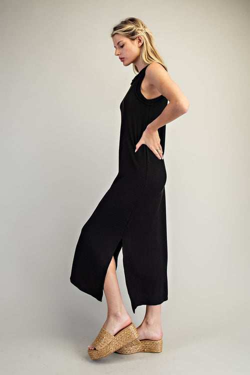 Black Ribbed Maxi Dress