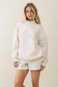 Pink Quilted Mock Neck Sweatshirt