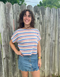Pink and Blue Striped Top