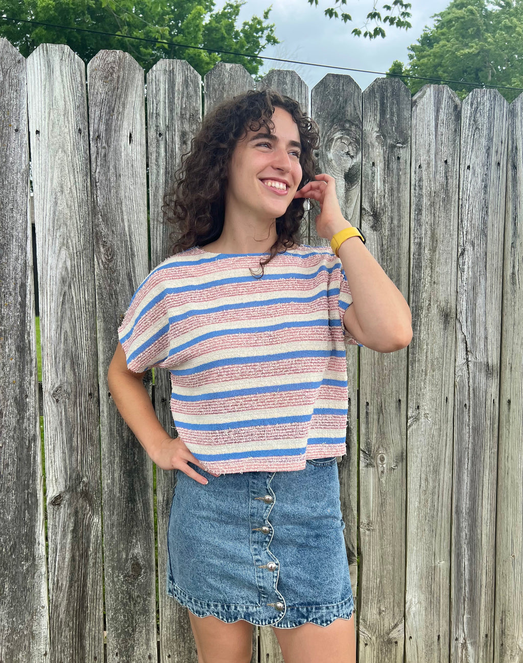 Pink and Blue Striped Top