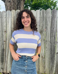 Periwinkle Striped Ribbed Top