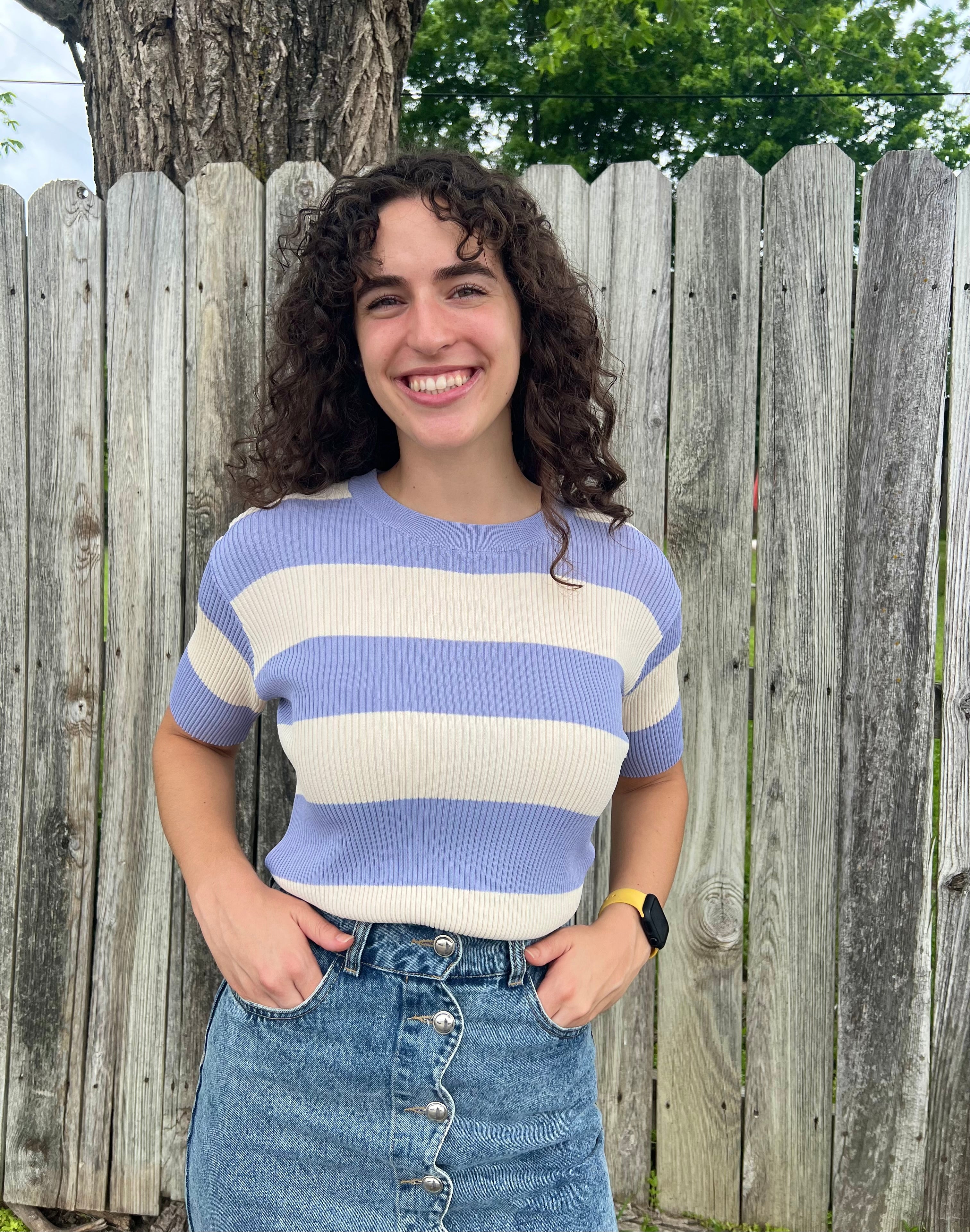 Periwinkle Striped Ribbed Top