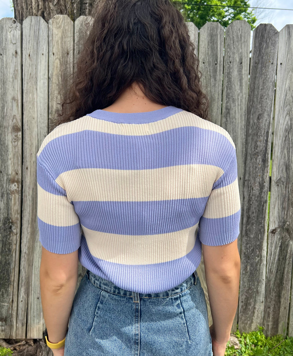 Periwinkle Striped Ribbed Top
