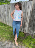 White Embroidered Tank Top