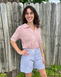 Pink Knitted Collared Top