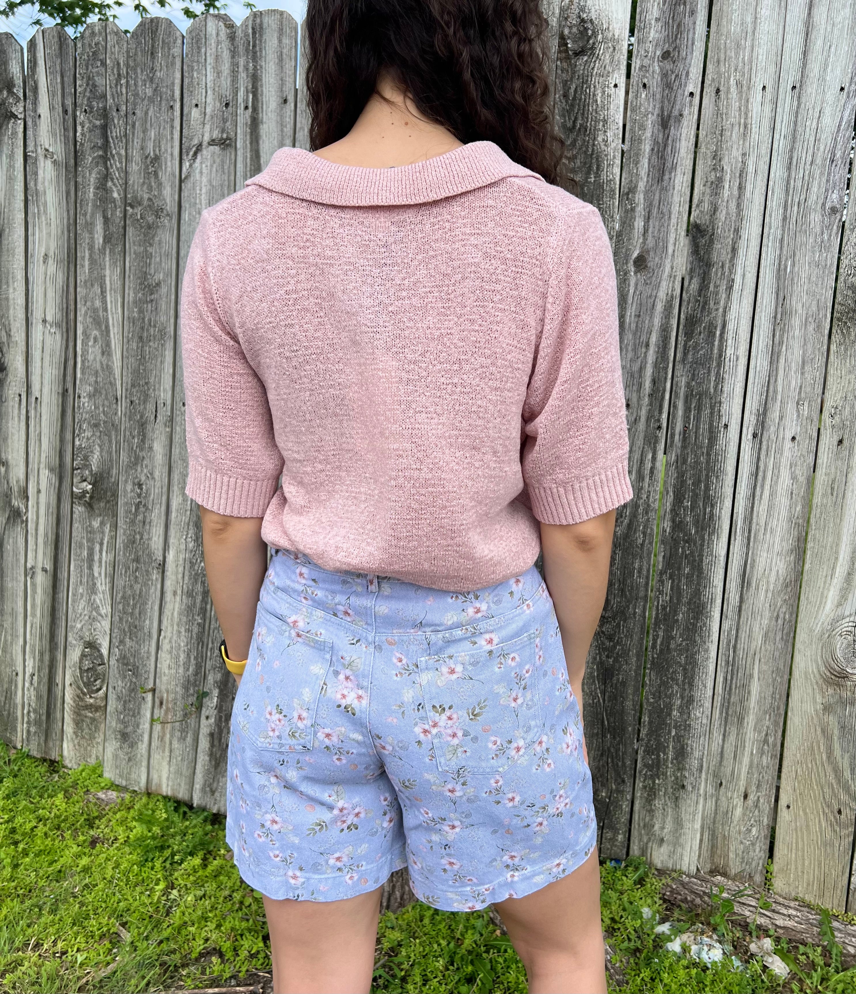 Light Denim Floral Bermuda Shorts