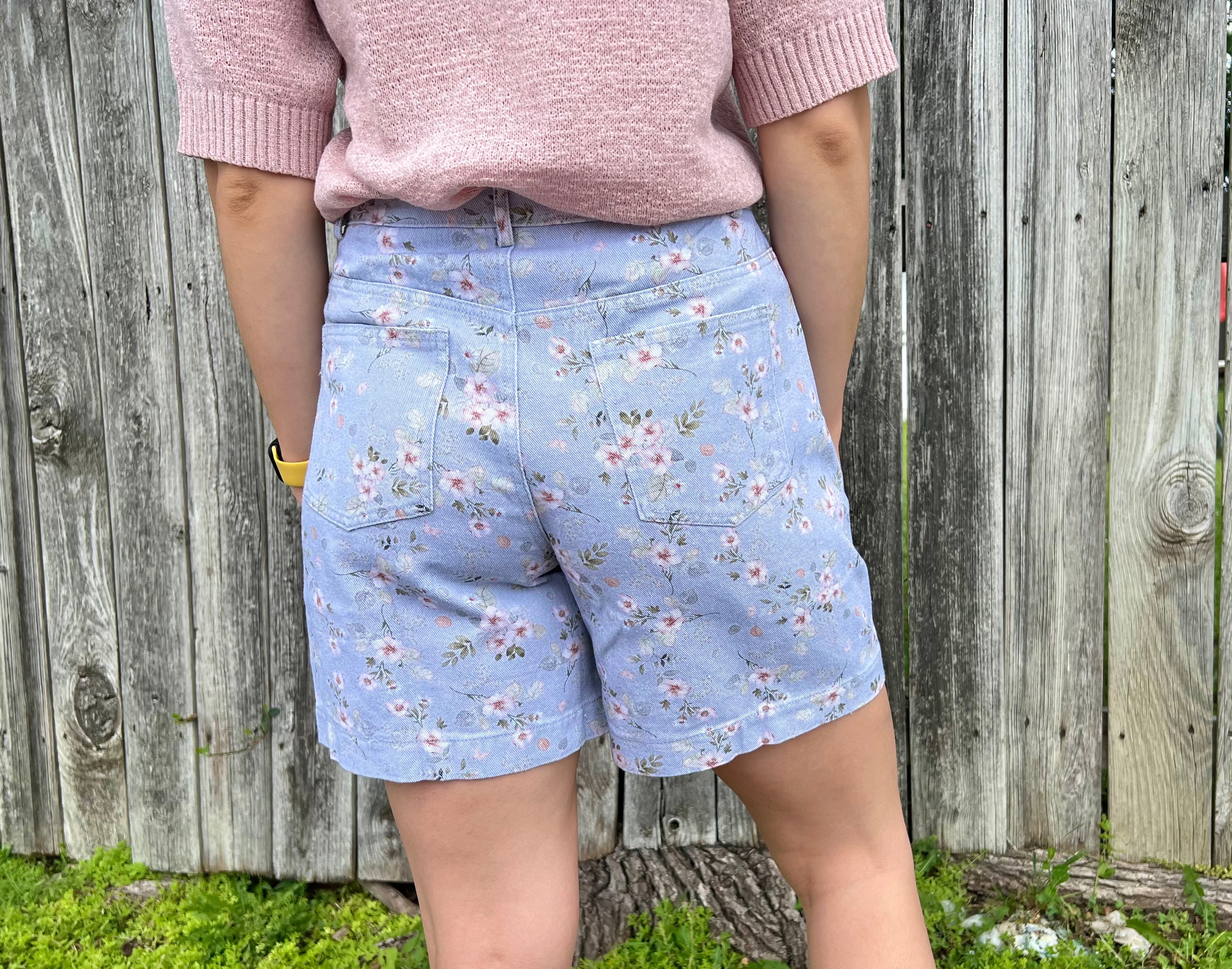 Light Denim Floral Bermuda Shorts