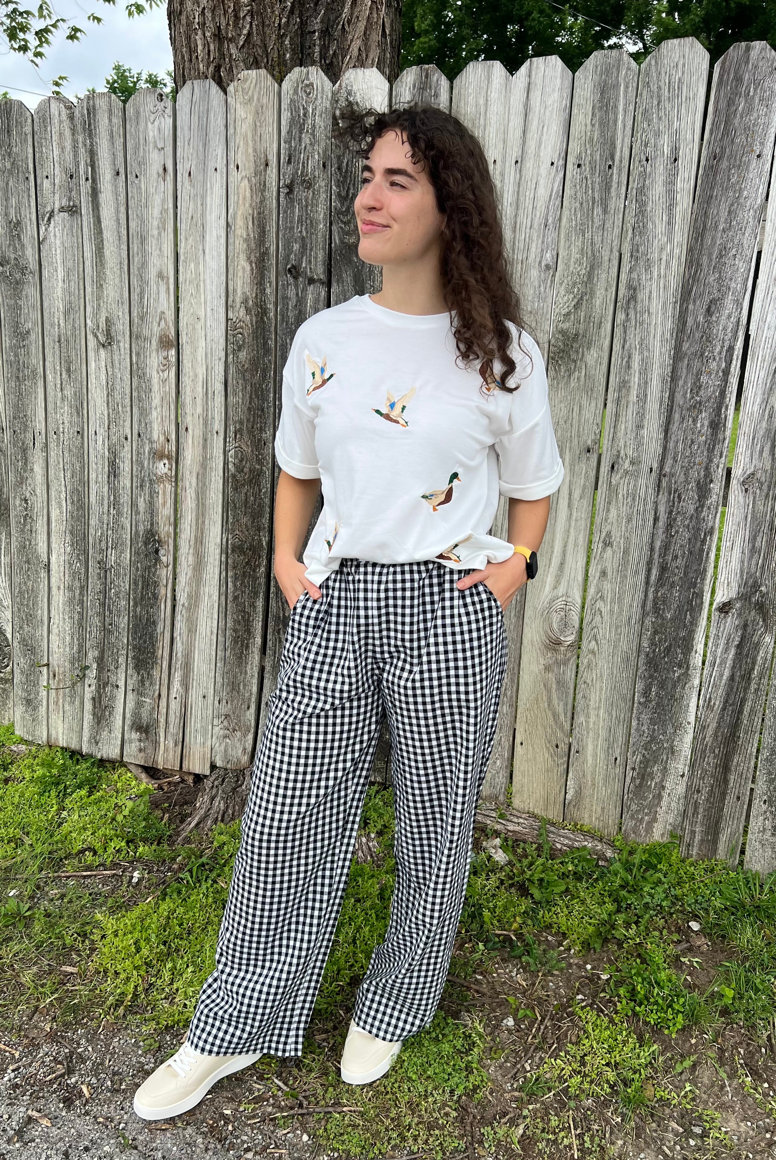 White with Duck Embroidered T-Shirt