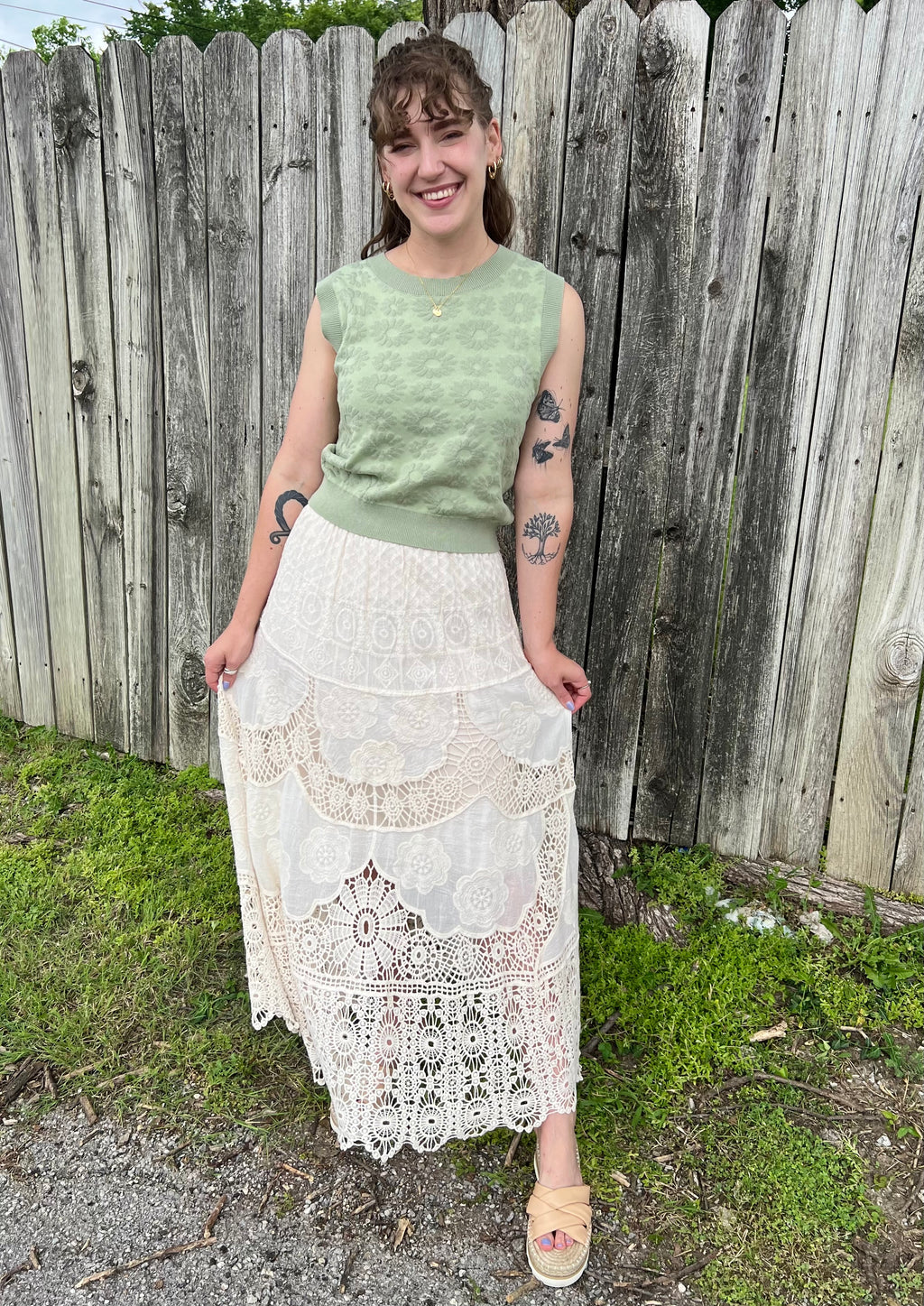Sage Flower Sweater Vest