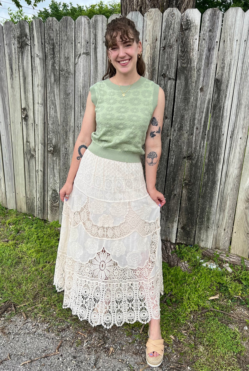 Sage Flower Sweater Vest