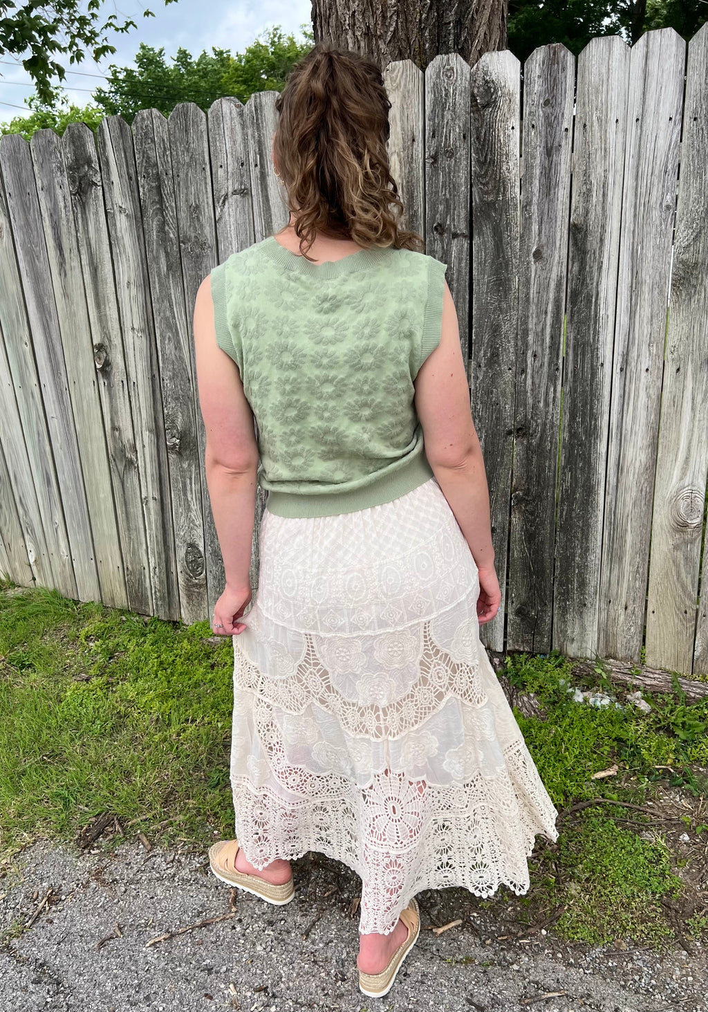 Sage Flower Sweater Vest