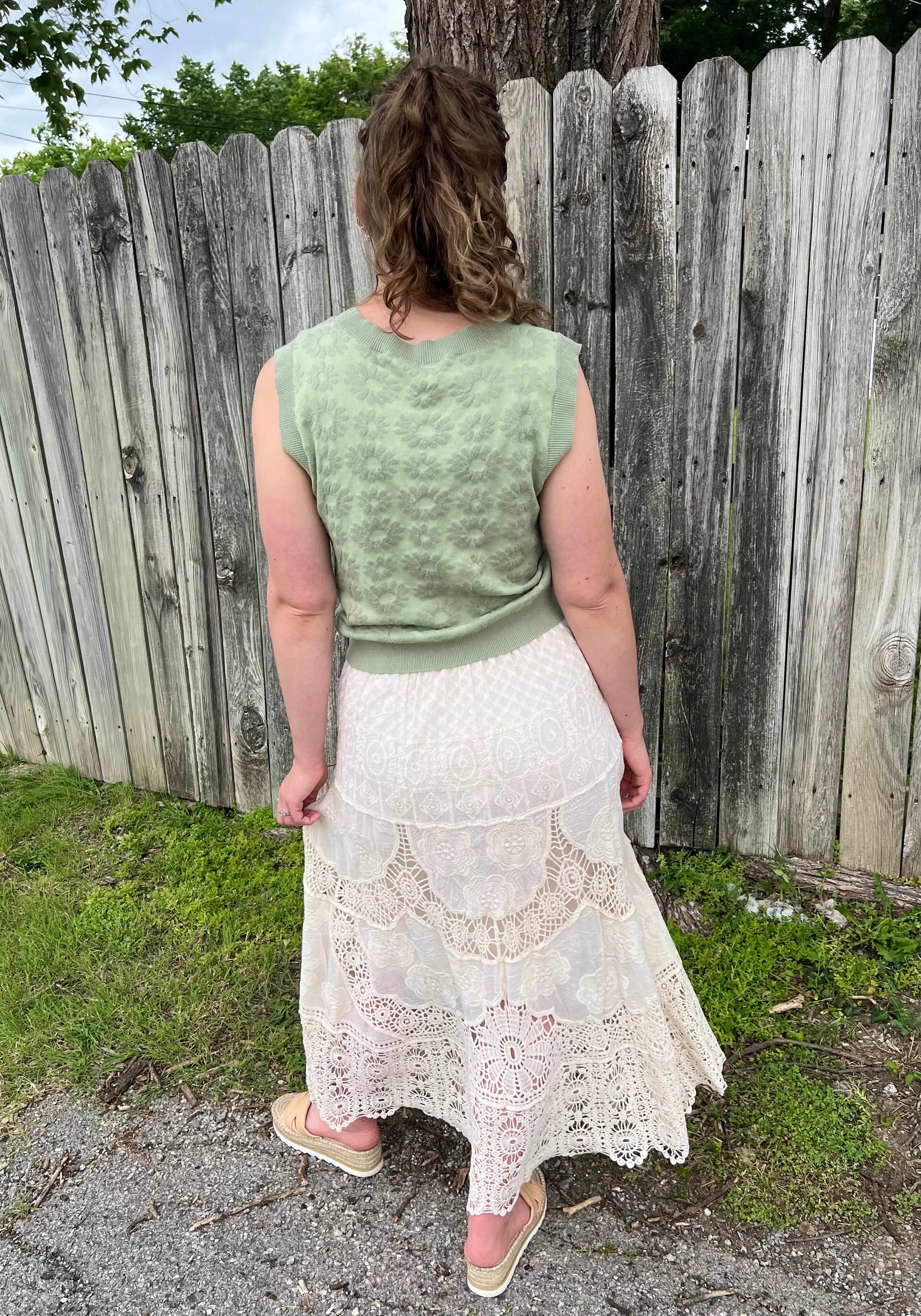 Sage Flower Sweater Vest